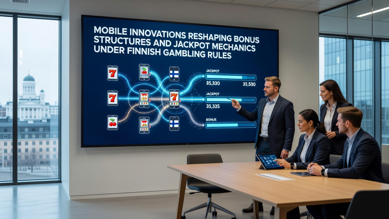 Smartphone screen showing progressive jackpot counter updating in real time within a Finnish-regulated gambling application